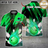 Maxcorners Bowling Fire Multicolor Customized Name, Team Name 3D Shirt