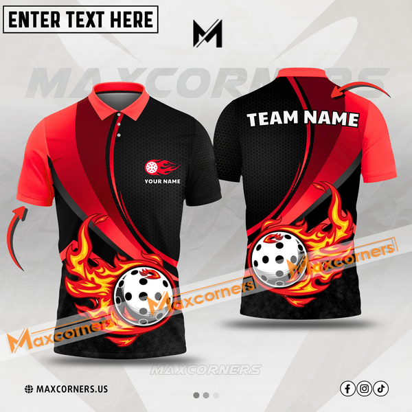 Maxcorners Pickleball Ball Flame Customized Name, Team Name 3D Shirt