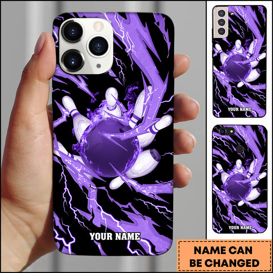 Maxcorners Bowling Lightning Strike Ball Multicolor Personalized Name 3D Phone Case