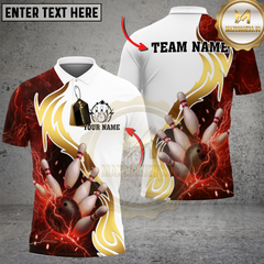 Maxcorners Golden Lightning Bowling Multicolor Customized Name, Team Name 3D Shirts