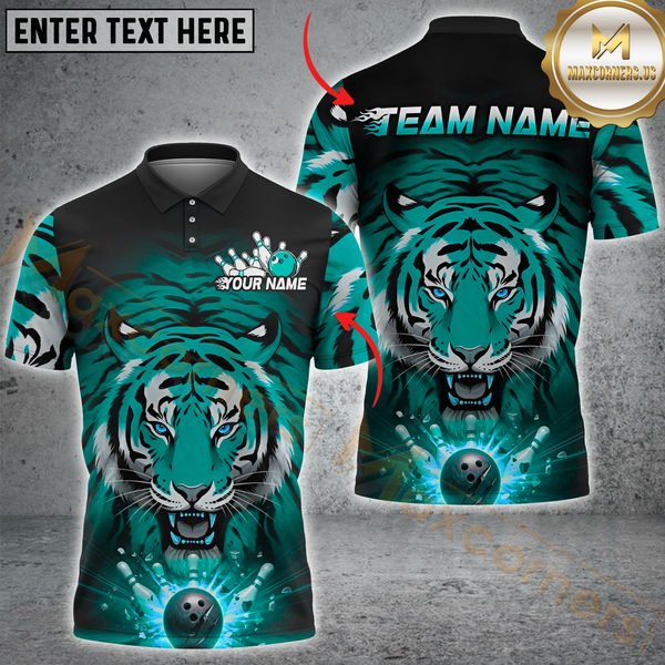Maxcorners Bowling Roaring Tiger Multicolor Customized Name, Team Name 3D Shirts