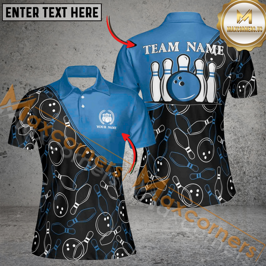 Maxcorners Classic Ball And Pins Bowling Jersey Multicolor Option  Customized Name, Team Name 3D Shirt For Women