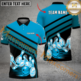 Maxcorners Ball And Pins Windmill Pattern Bowling Jersey Multicolor Option Customized Name, Team Name 3D Polo Shirt