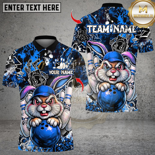 Maxcorners Bunny Bowling With Angry Pins Multicolor Customized Name, Team Name 3D Shirts