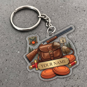 Maxcorners Clay Shooting Shotgun Shells And Clay Target Stack Customized Name 3D Keychain And Ornament