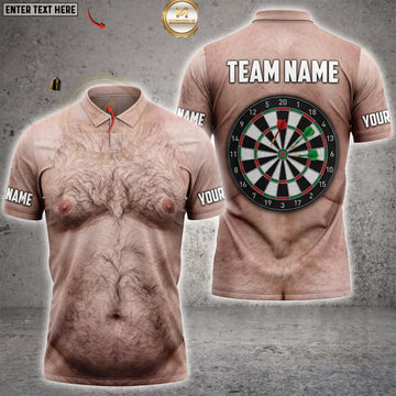 Maxcorners Darts Funny Hairy Chest Minimal Dartboard Personalized Name 3D Unisex Shirt