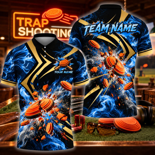 ( 6 Colors ) Maxcorners Trap Clay Shooting Explosive Shotgun & Flying Clay Targets Multicolor Customized Name, Team Name 3D Shirts