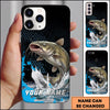 Maxcorners Black Blue Hexagon Water Splash Personalized Name Phone Case (13 Fish Species)