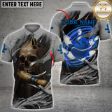 Maxcorners Bowling Skull Shirt Cool Strike Flames Multioptions Personalized Name, Team Name Unisex 3D Shirt (4 Colors)