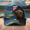 Maxcorners Fishing American Flag Leather Zipper Personalized Name 3D Cap (12 Fish Species)