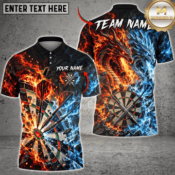 Maxcorners Darts Dragon & Explosive Bullseye Graphic Multicolor Customized Name, Team Name 3D Shirts
