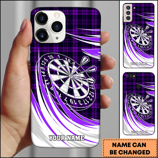 Maxcorners Red Plaid Classic Dartboard Vintage Style Personalized Name 3D Phone Case