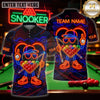 Maxcorners Billiards Wear Abstract Neon Mascot Multicolor Customized Name 3D Shirt