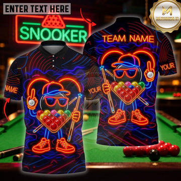 Maxcorners Billiards Wear Abstract Neon Mascot Multicolor Customized Name 3D Shirt