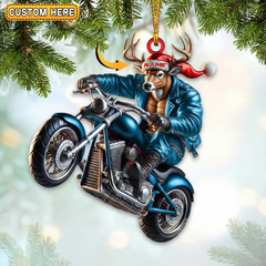 Maxcorners Personalized Motorcycle Rider Deer Hunting Acrylic Christmas Ornament And Keychain Custom Gift For Hunters 2D Flat
