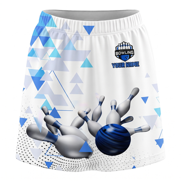 Maxcorners Bowling Blue Geometric Ball And Pins Personalized 3D Skirts With Shorts