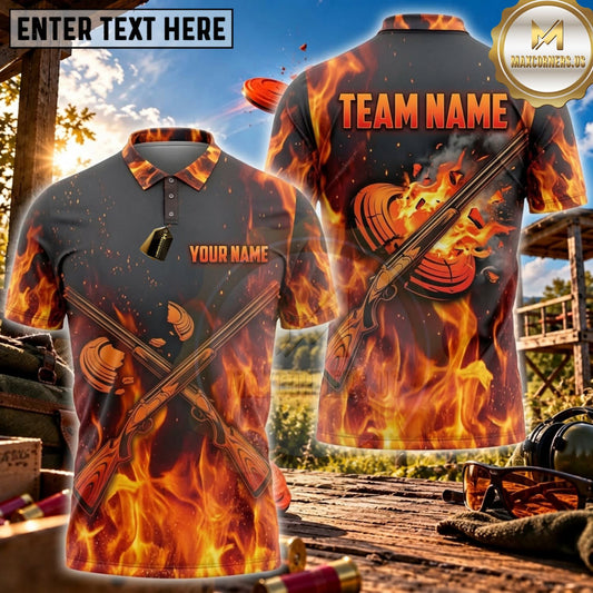Maxcorners Clay Shooting Firestorm Shotgun Clay Target Personalized Name 3D Unisex Shirt