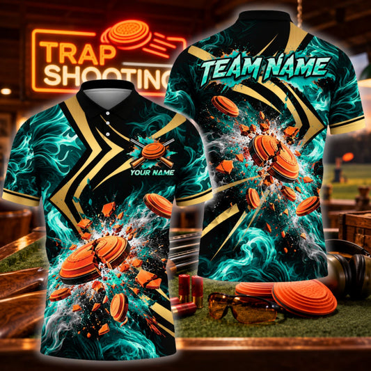 ( 6 Colors ) Maxcorners Trap Clay Shooting Explosive Shotgun & Flying Clay Targets Multicolor Customized Name, Team Name 3D Shirts