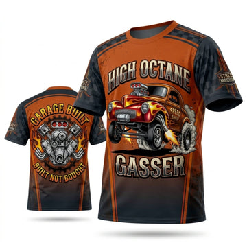 Maxcorners Personalized Car Classic Muscle Car 3D T-Shirt – High Octane Orange Black Classic Gasser