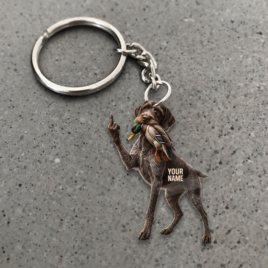 Maxcorners Duck Hunting Deutsch Drahthaar Funny Standing Dog Custom Name Gift 2D Flat Acrylic Ornament, Keychain