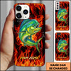 Maxcorner Fishing Fire Flame Background Personalized Name 3D Phone Case (10 Fish Species)