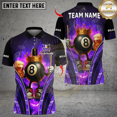 Maxcorners Billiard Flaming Crown 8 Ball With Beer Multicolor Customized Name, Team Name 3D Shirts