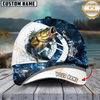 Maxcorners Fishing Blue Flame Sport Customized Name 3D Cap (7 Breeds)