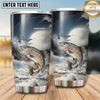 Maxcorners Fishing Tumbler Monochrome Misty Mountain Design Personalized Name Tumbler (13 Species)