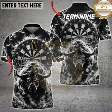 Maxcorners Darts Bull Dartboard Lightning Storm Black White Multiple Personalized Name, Team Name 3D Shirt
