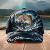 Maxcorners Fishing Dark Blue Ocean Splash Personalized 3D Cap (12 Fish Species)