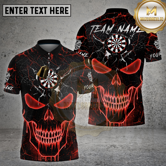 Maxcorners Dart Skull Face Cracked Dartboard Multicolor Options Personalized Name, Team Name 3D Shirt (4 Colors)