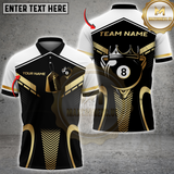 Maxcorners Luxury 8-Ball King Multicolor Customized Name, Team Name 3D Shirts| Black