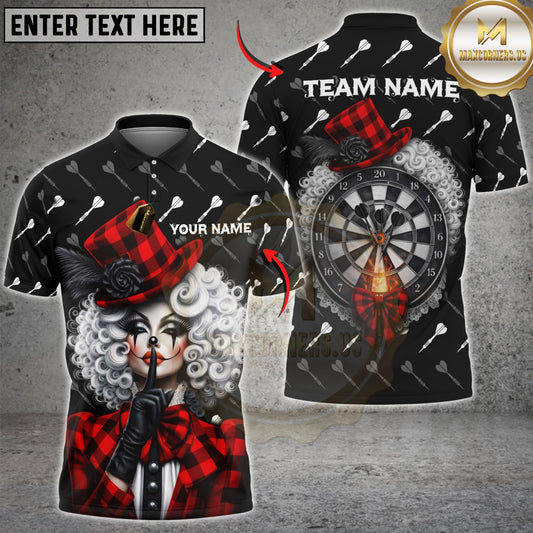 Maxcorners Darts Gothic Sexy Clown Girl Green Plaid Multicolor Customized Name, Team Name 3D Shirts