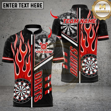 Maxcorners Darts Flaming Smoke Dart Design Multicolor Customized Name, Team Name 3D Shirts