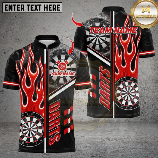 Maxcorners Darts Flaming Smoke Dart Design Multicolor Customized Name, Team Name 3D Shirts