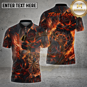 Maxcorners Dart Shirt Burning Rose Fire Dartboard Graphic Multioptions Personalized Name, Team Name 3D Shirt (4 Colors)