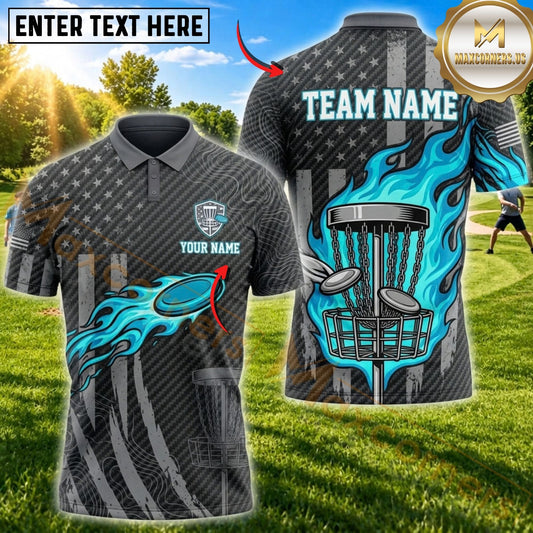 Maxcorners Disc Golf Basket & Flying Disc Graphic with Intricate Geometric Pattern Multicolor Customized Name, Team Name 3D Shirts