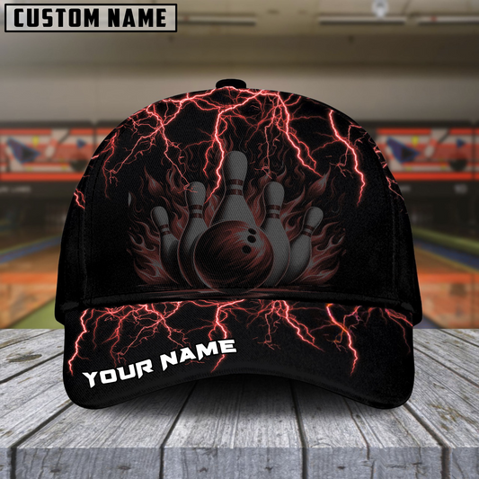 Maxcorners Bowling Thunder Storm Multicolor Personalized Name 3D Cap