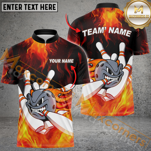 Maxcorners Funny Ball And Pins Bowling Team Jersey Multicolor Options Personalized Name, Team Name 3D Shirt