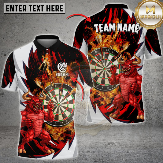 Maxcorners Darts Skull Flaming Dartboard Devil Player Multicolor Customized Name, Team Name 3D Shirts