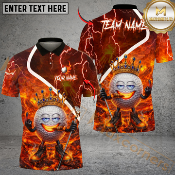 Maxcorners Fire King Golf Polo Customized Name, Team Name 3D Shirts (4 Colors)
