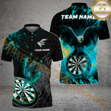 Maxcorners Darts Thunder Feather Flame Eagle Customized Name, Team Name 3D Polo Shirt