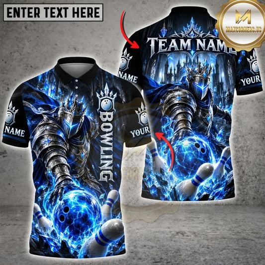 Maxcorners Bowling Frost Ice Knight Warrior Lightning Pins Strike Artwork Multicolor Customized Name, Team Name 3D Shirts