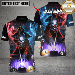 Maxcorners Billiard Neon Killer Joker Multicolor Customized Name, Team Name 3D Shirt