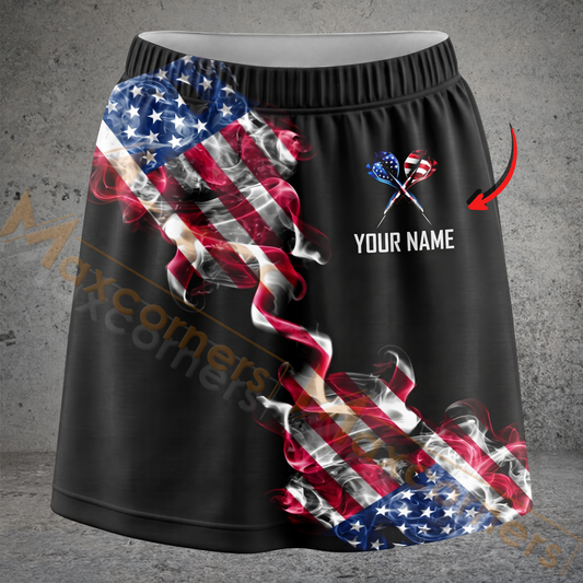 Maxcorners Darts American Flag Smoke Personalized 3D Skirts With Shorts