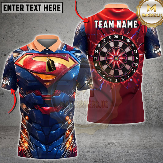 Maxcorners Darts Crimson Hero Armor Electric Red Dartboard Multiple Options Personalized Name, Team Name 3D Shirt