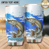 Maxcorners Fishing Tumbler Blue Watercolor Brush Design Personalized Name Tumbler (13 Species)