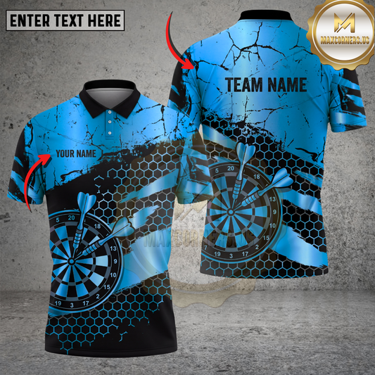 Maxcorners Darts Polo Shirt Honeycomb Dartboard Pattern Multicolor Options Personalized Name, Team Name 3D Shirt (4 Colors)