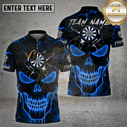Maxcorners Dart Skull Face Cracked Dartboard Multicolor Options Personalized Name, Team Name 3D Shirt (4 Colors)