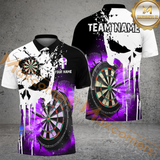 Maxcorners Darts Punished Skull Flame MutilColor Option Customized Name, Team Name 3D Polo Shirt